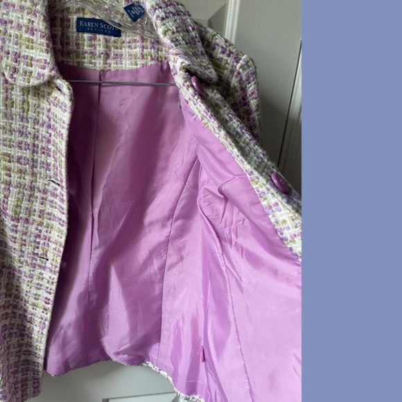 Karen Scott Purple & Green Tweed Suit - Picture 4 of 13